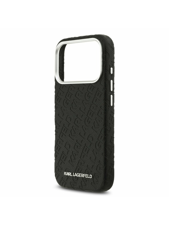 Karl Lagerfeld Karl Lagerfeld Grained PU Repeated Logo MagSafe Hátoldal iPhone 17 Pro Black