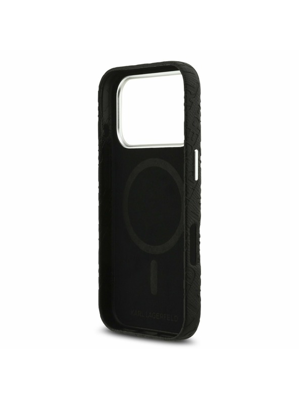 Karl Lagerfeld Karl Lagerfeld Grained PU Repeated Logo MagSafe Hátoldal iPhone 17 Pro Black
