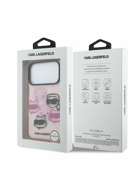 Karl Lagerfeld Karl Lagerfeld IML Multi K&CH Heads Hátoldal iPhone 17 Pro Pink