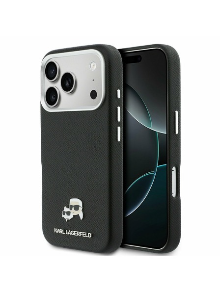 Karl Lagerfeld Karl Lagerfeld PU Karl and Choupette Heads Pins MagSafe Hátoldal iPhone 17 Pro Black