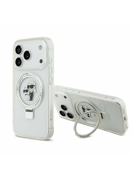 Karl Lagerfeld Karl Lagerfeld Ringstand Karl and Choupette MagSafe Hátoldal iPhone 17 Pro White
