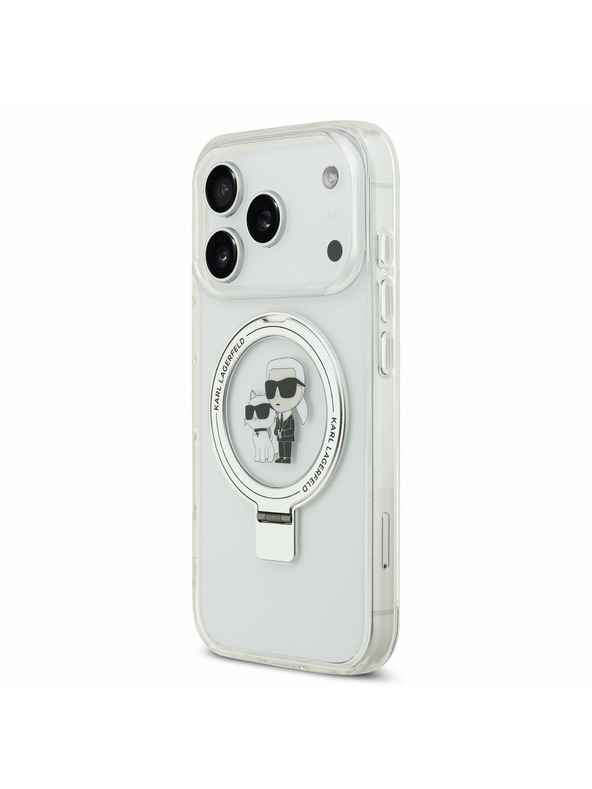 Karl Lagerfeld Karl Lagerfeld Ringstand Karl and Choupette MagSafe Hátoldal iPhone 17 Pro White