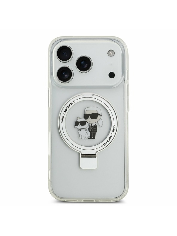 Karl Lagerfeld Karl Lagerfeld Ringstand Karl and Choupette MagSafe Hátoldal iPhone 17 Pro White