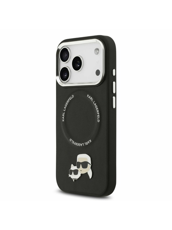 Karl Lagerfeld Karl Lagerfeld PU Karl and Choupette Heads Pins MagSafe Hátoldal iPhone 17 Pro Black