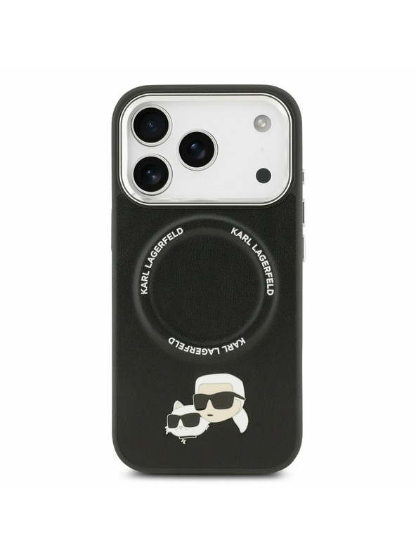 Karl Lagerfeld Karl Lagerfeld PU Karl and Choupette Heads Pins MagSafe Hátoldal iPhone 17 Pro Black