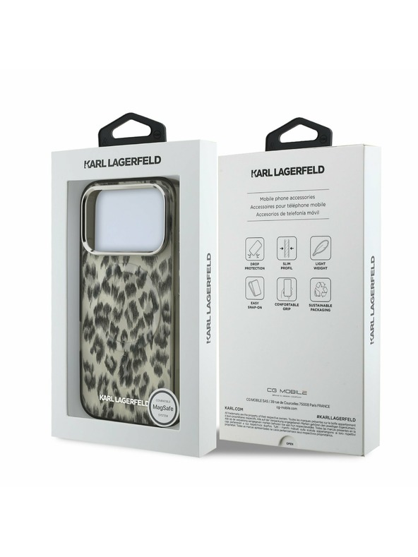 Karl Lagerfeld Karl Lagerfeld IML Leopard MagSafe Hátoldal iPhone 17 Pro Brown