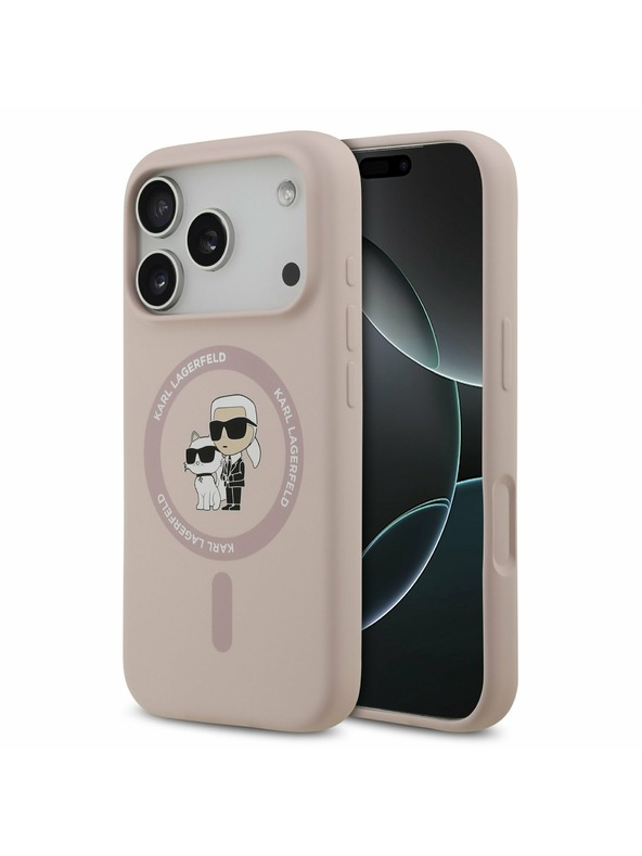 Karl Lagerfeld Karl Lagerfeld Liquid Silicone Karl and Choupette MagSafe Hátoldal iPhone 17 Pro Pink