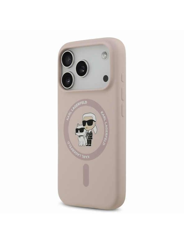 Karl Lagerfeld Karl Lagerfeld Liquid Silicone Karl and Choupette MagSafe Hátoldal iPhone 17 Pro Pink
