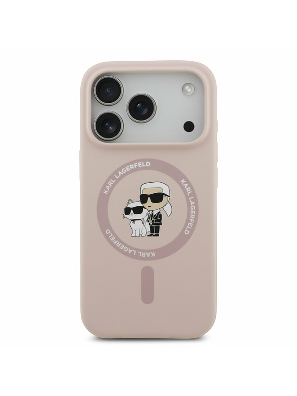 Karl Lagerfeld Karl Lagerfeld Liquid Silicone Karl and Choupette MagSafe Hátoldal iPhone 17 Pro Pink