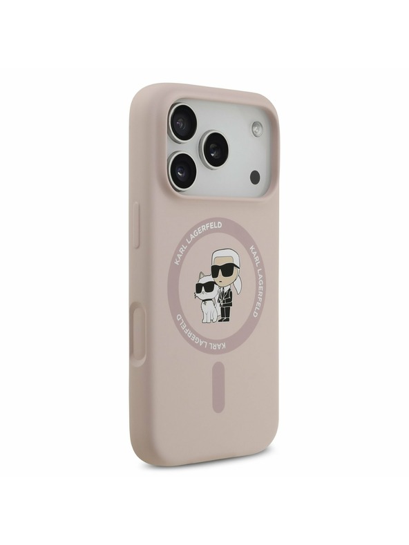 Karl Lagerfeld Karl Lagerfeld Liquid Silicone Karl and Choupette MagSafe Hátoldal iPhone 17 Pro Pink