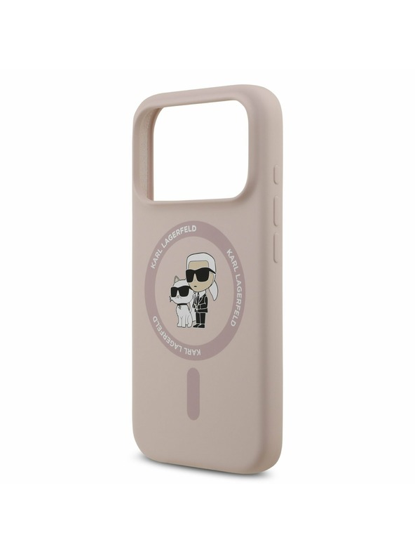 Karl Lagerfeld Karl Lagerfeld Liquid Silicone Karl and Choupette MagSafe Hátoldal iPhone 17 Pro Pink