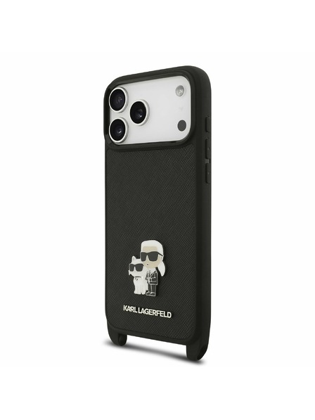 Karl Lagerfeld Karl Lagerfeld Saffiano Crossbody Pánt Metal Karl and Choupette Hátoldal iPhone 17 Pro Black