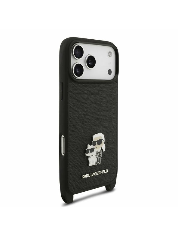Karl Lagerfeld Karl Lagerfeld Saffiano Crossbody Pánt Metal Karl and Choupette Hátoldal iPhone 17 Pro Black