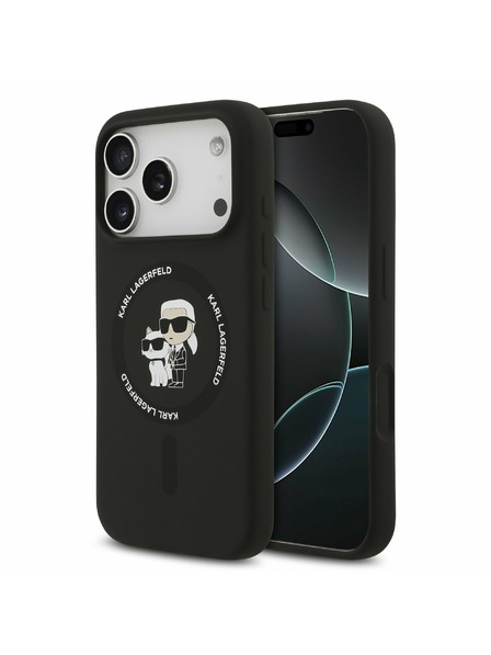 Karl Lagerfeld Karl Lagerfeld Liquid Silicone Karl and Choupette MagSafe Hátoldal iPhone 17 Pro Black