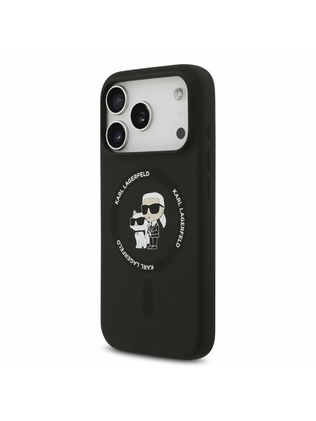 Karl Lagerfeld Karl Lagerfeld Liquid Silicone Karl and Choupette MagSafe Hátoldal iPhone 17 Pro Black