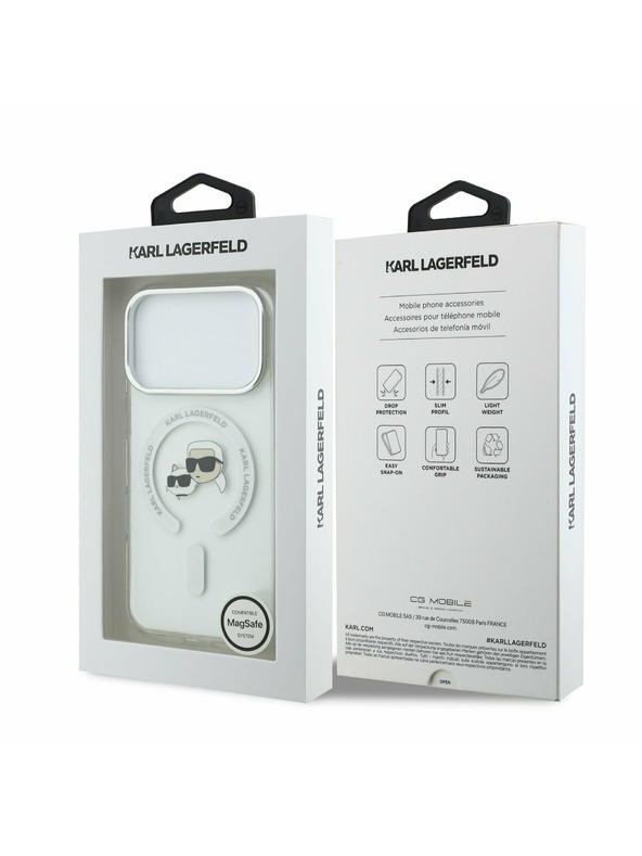 Karl Lagerfeld Karl Lagerfeld IML K&CH Heads Metal Frame MagSafe Hátlap iPhone 17 Pro-hoz Transparent
