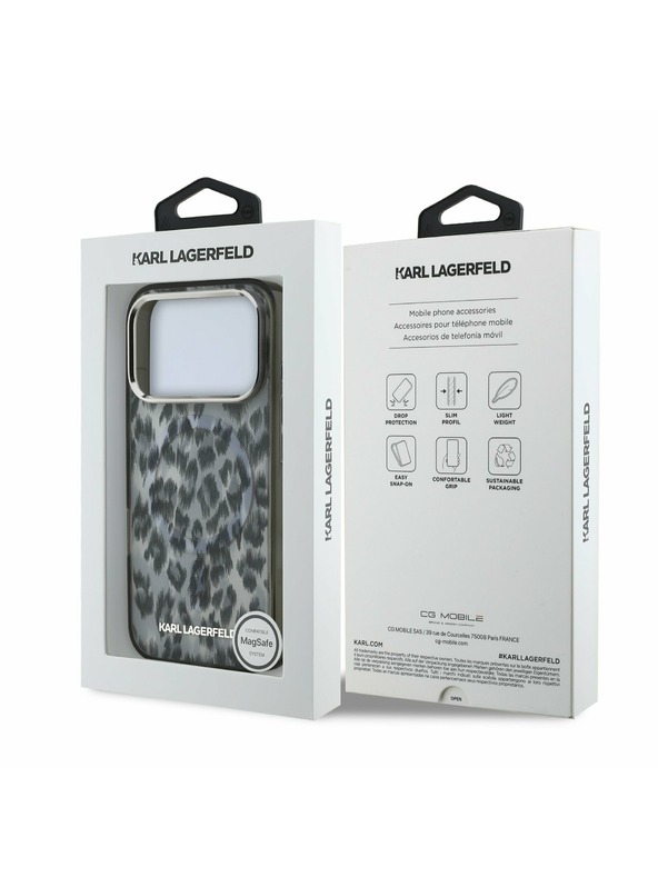Karl Lagerfeld Karl Lagerfeld IML Leopard MagSafe Hátlap iPhone 17 Pro-hoz Grey