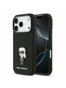 Karl Lagerfeld Karl Lagerfeld Liquid Silicone Metal Ikonik Hátlap iPhone 17 Pro-hoz Black