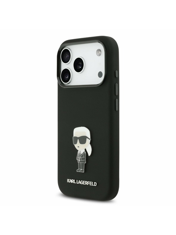 Karl Lagerfeld Karl Lagerfeld Liquid Silicone Metal Ikonik Hátlap iPhone 17 Pro-hoz Black