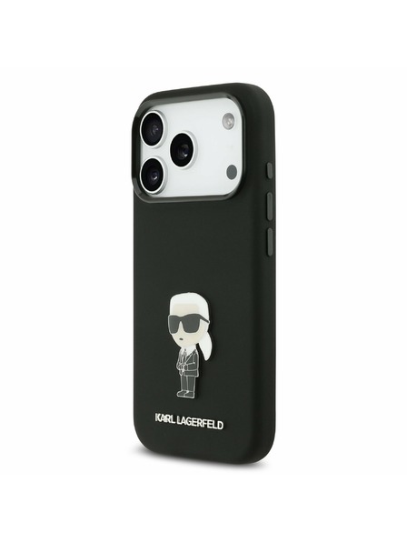 Karl Lagerfeld Karl Lagerfeld Liquid Silicone Metal Ikonik Hátlap iPhone 17 Pro-hoz Black