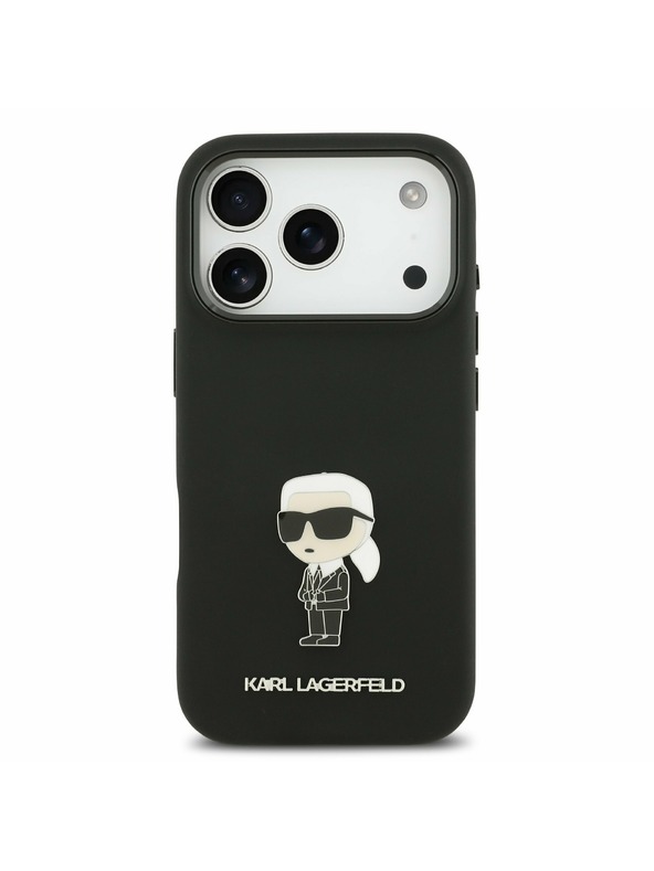 Karl Lagerfeld Karl Lagerfeld Liquid Silicone Metal Ikonik Hátlap iPhone 17 Pro-hoz Black