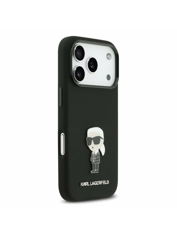 Karl Lagerfeld Karl Lagerfeld Liquid Silicone Metal Ikonik Hátlap iPhone 17 Pro-hoz Black