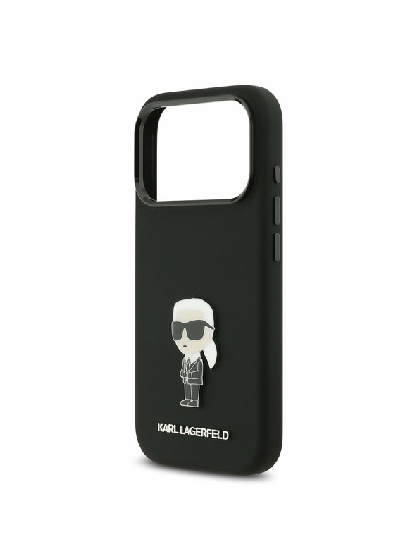 Karl Lagerfeld Karl Lagerfeld Liquid Silicone Metal Ikonik Hátlap iPhone 17 Pro-hoz Black