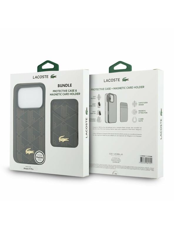 Lacoste Lacoste PVC Blend MagSafe Hátlap + Pénztárca iPhone 17 Pro-hoz Brown
