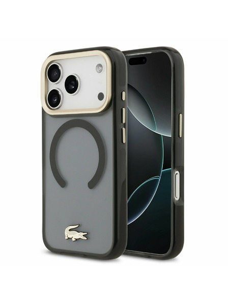 Lacoste Lacoste PC/TPU Frosted Finish Gold Logo MagSafe Hátlap iPhone 17 Pro-hoz Black