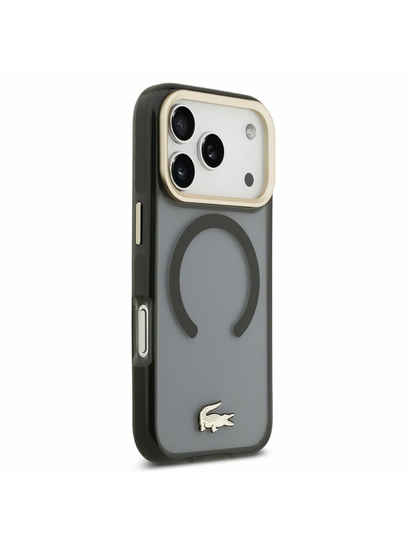 Lacoste Lacoste PC/TPU Frosted Finish Gold Logo MagSafe Hátlap iPhone 17 Pro-hoz Black