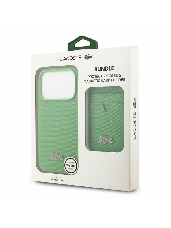 Lacoste Lacoste Iconic Petit Pique MagSafe Hátlap + Pénztárca iPhone 17 Pro-hoz Green