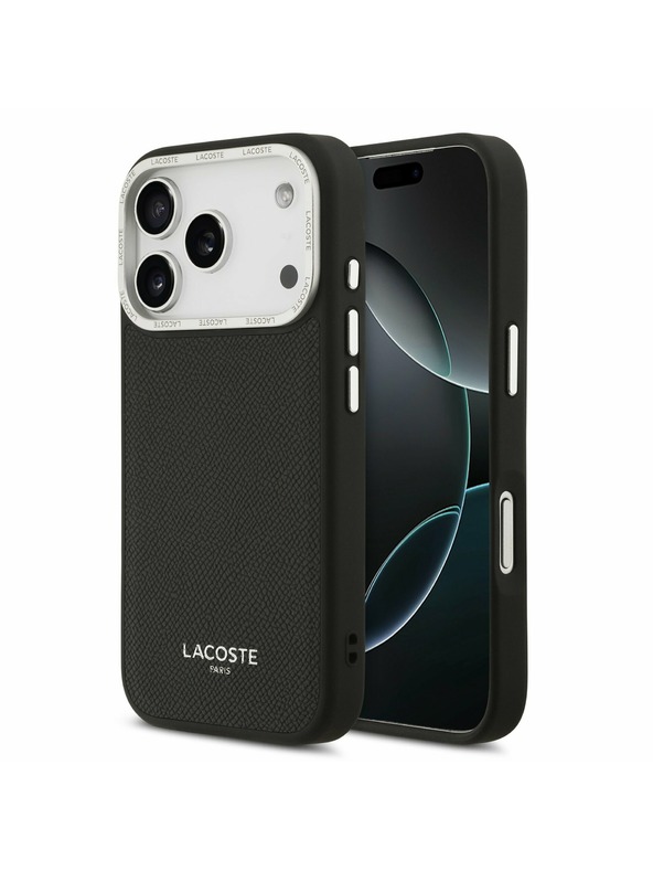Lacoste Lacoste PU Leather Champs Elysees MagSafe Hátlap iPhone 17 Pro-hoz Black