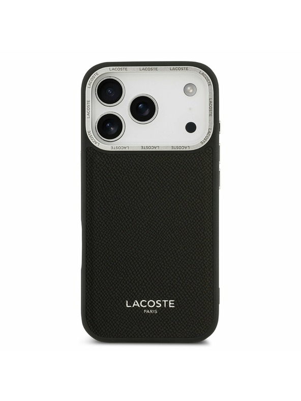 Lacoste Lacoste PU Leather Champs Elysees MagSafe Hátlap iPhone 17 Pro-hoz Black