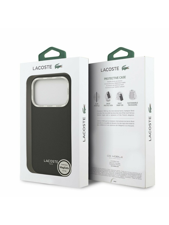 Lacoste Lacoste PU Leather Champs Elysees MagSafe Hátlap iPhone 17 Pro-hoz Black