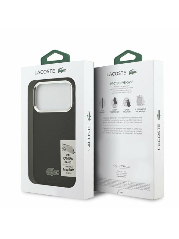 Lacoste Lacoste Iconic Petit Pique Camera Stand MagSafe Hátlap iPhone 17 Pro-hoz Black