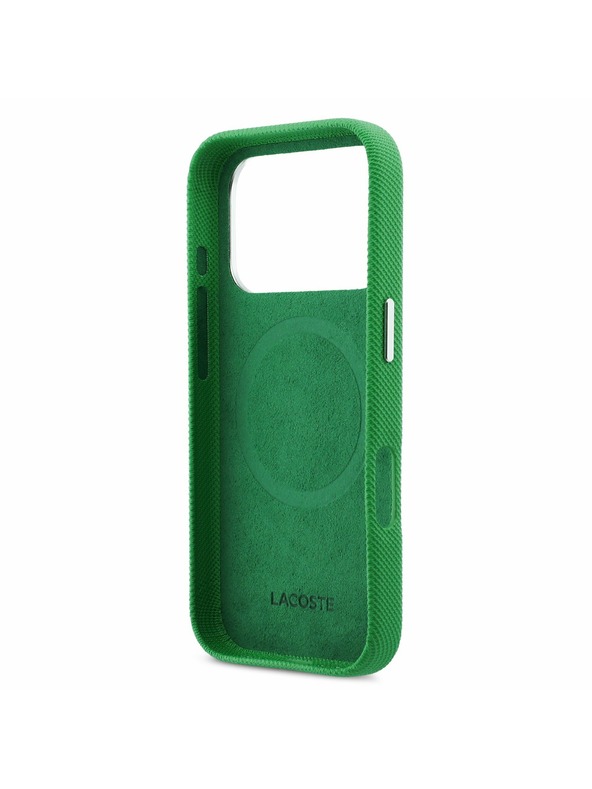 Lacoste Lacoste PVC Iconic Petit Pique Metal Logo MagSafe Hátlap iPhone 17 Pro-hoz Green