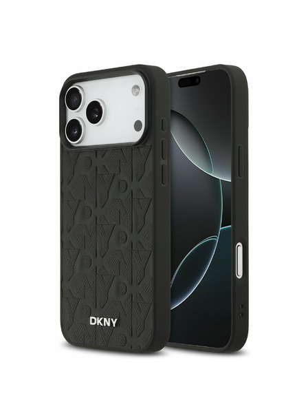DKNY DKNY PU Leather Grid Pattern Magsafe Hátlap iPhone 17 Pro Max-hoz Black