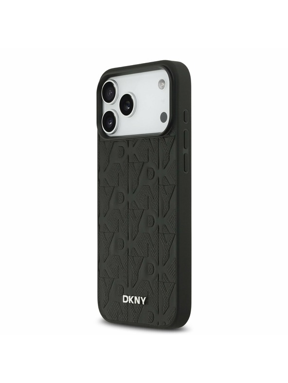 DKNY DKNY PU Leather Grid Pattern Magsafe Hátlap iPhone 17 Pro Max-hoz Black