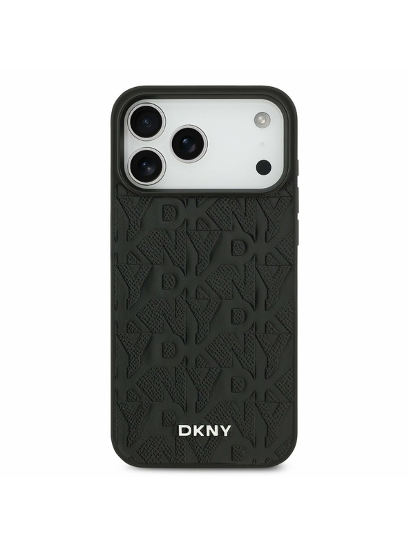 DKNY DKNY PU Leather Grid Pattern Magsafe Hátlap iPhone 17 Pro Max-hoz Black