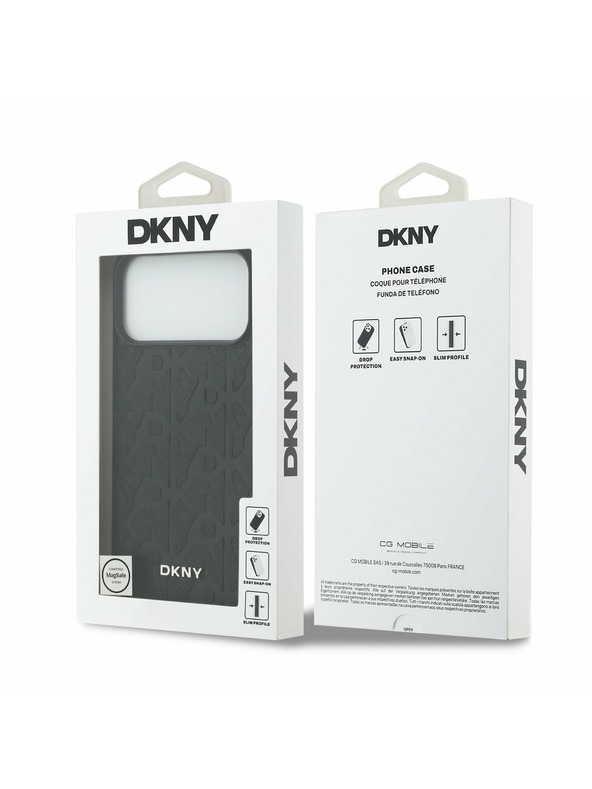 DKNY DKNY PU Leather Grid Pattern Magsafe Hátlap iPhone 17 Pro Max-hoz Black