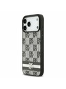 DKNY DKNY PU Leather Checkered Pattern and Stripe Hátlap iPhone 17 Pro Max-hoz Black
