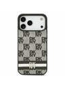 DKNY DKNY PU Leather Checkered Pattern and Stripe Hátlap iPhone 17 Pro Max-hoz Black