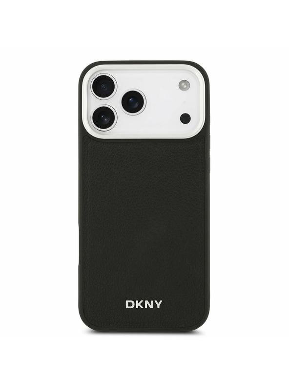 DKNY DKNY PU Leather Metal Logo Wrist Chain MagSafe Hátlap iPhone 17 Pro Max-hoz Black