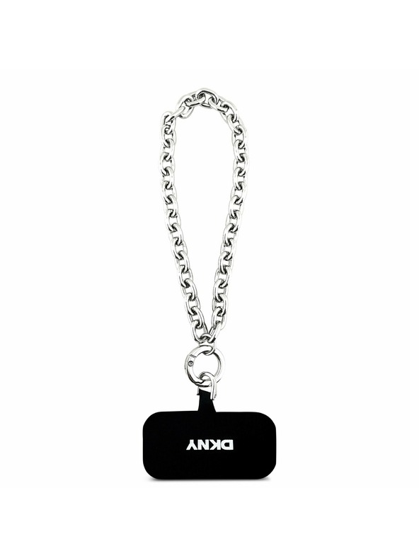 DKNY DKNY PU Leather Metal Logo Wrist Chain MagSafe Hátlap iPhone 17 Pro Max-hoz Black