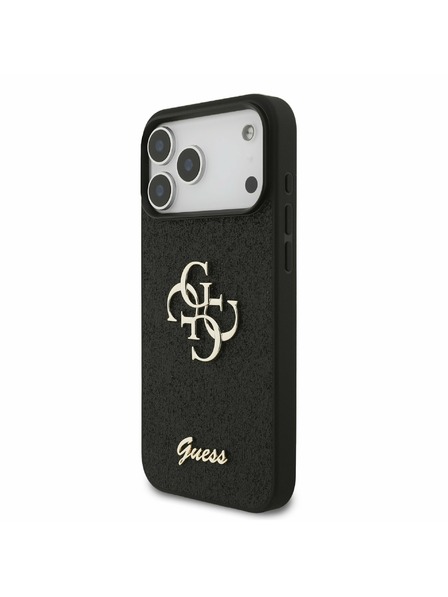Guess Guess PU Fixed Glitter 4G Metal Logo Hátlap iPhone 17 Pro Max-hoz Black