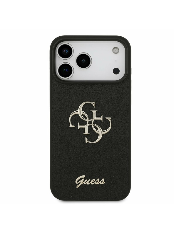Guess Guess PU Fixed Glitter 4G Metal Logo Hátlap iPhone 17 Pro Max-hoz Black