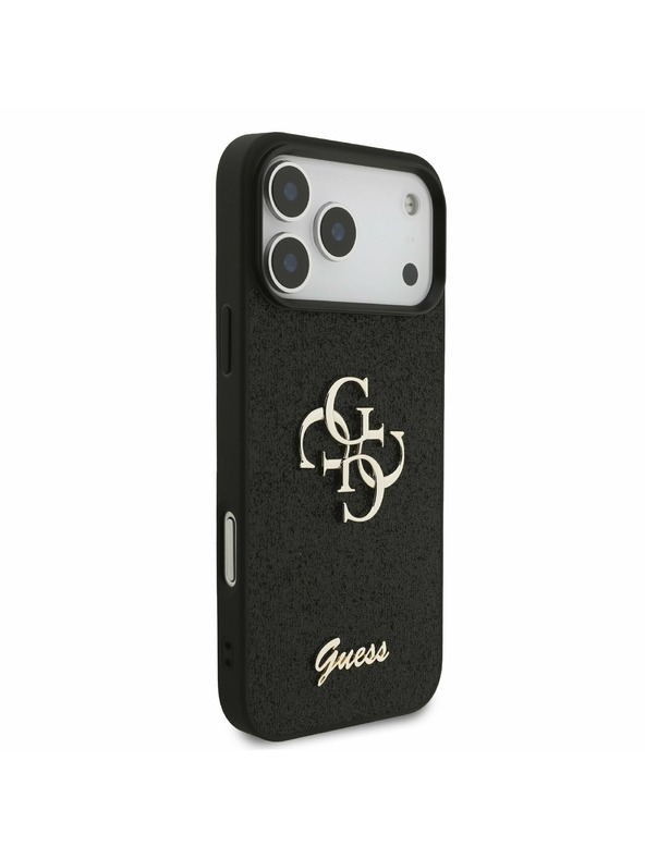 Guess Guess PU Fixed Glitter 4G Metal Logo Hátlap iPhone 17 Pro Max-hoz Black