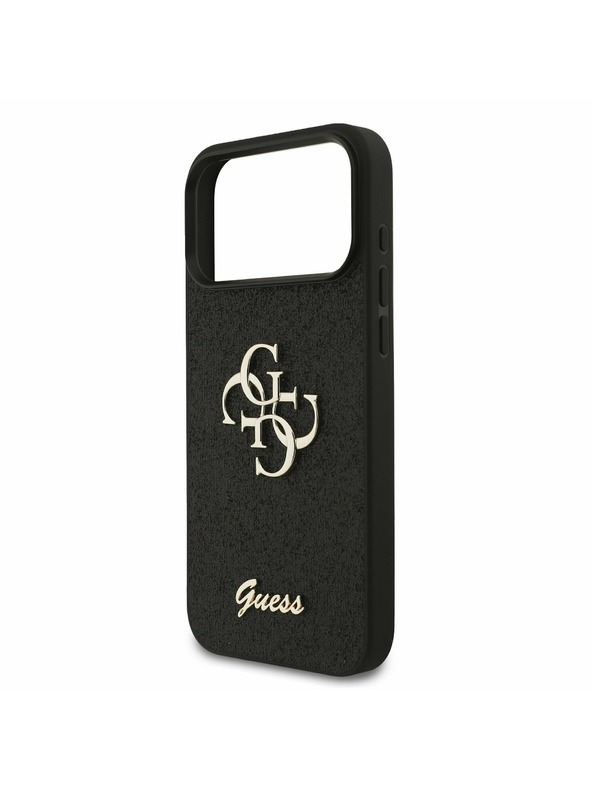 Guess Guess PU Fixed Glitter 4G Metal Logo Hátlap iPhone 17 Pro Max-hoz Black