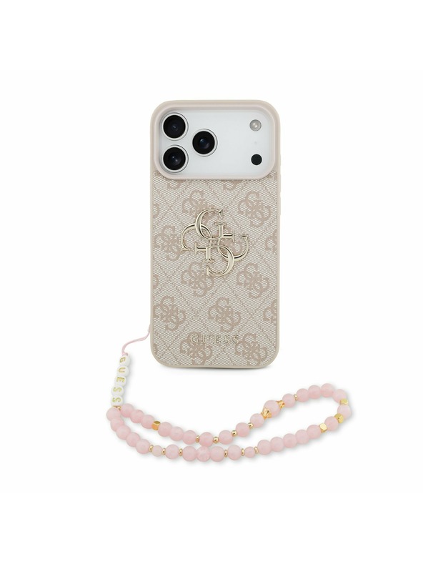 Guess Guess PU 4G Metal Logo Pánt Hátlap iPhone 17 Pro Max-hoz Rózsaszín