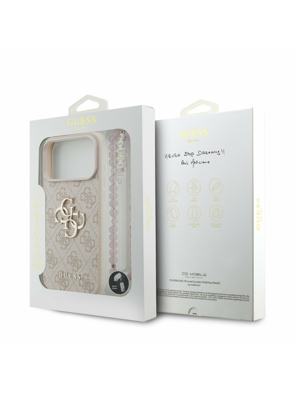Guess Guess PU 4G Metal Logo Pánt Hátlap iPhone 17 Pro Max-hoz Rózsaszín